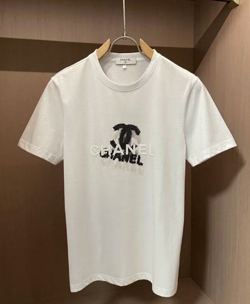Chanel Graphic Print Cotton T-Shirt White