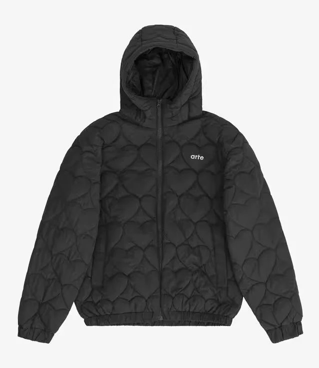 Arte Antwerp Heart Quilted Puffer Jacket Black