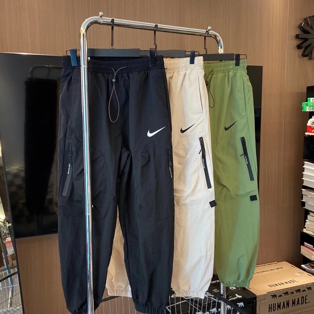 Nike Cargo Joggers Casual Nylon Track Pants Black White and Olive