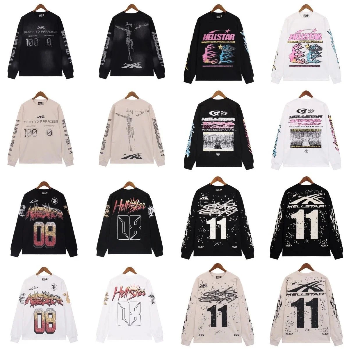 Hellstar Graphic Long Sleeve Streetwear T-Shirt Multicolor