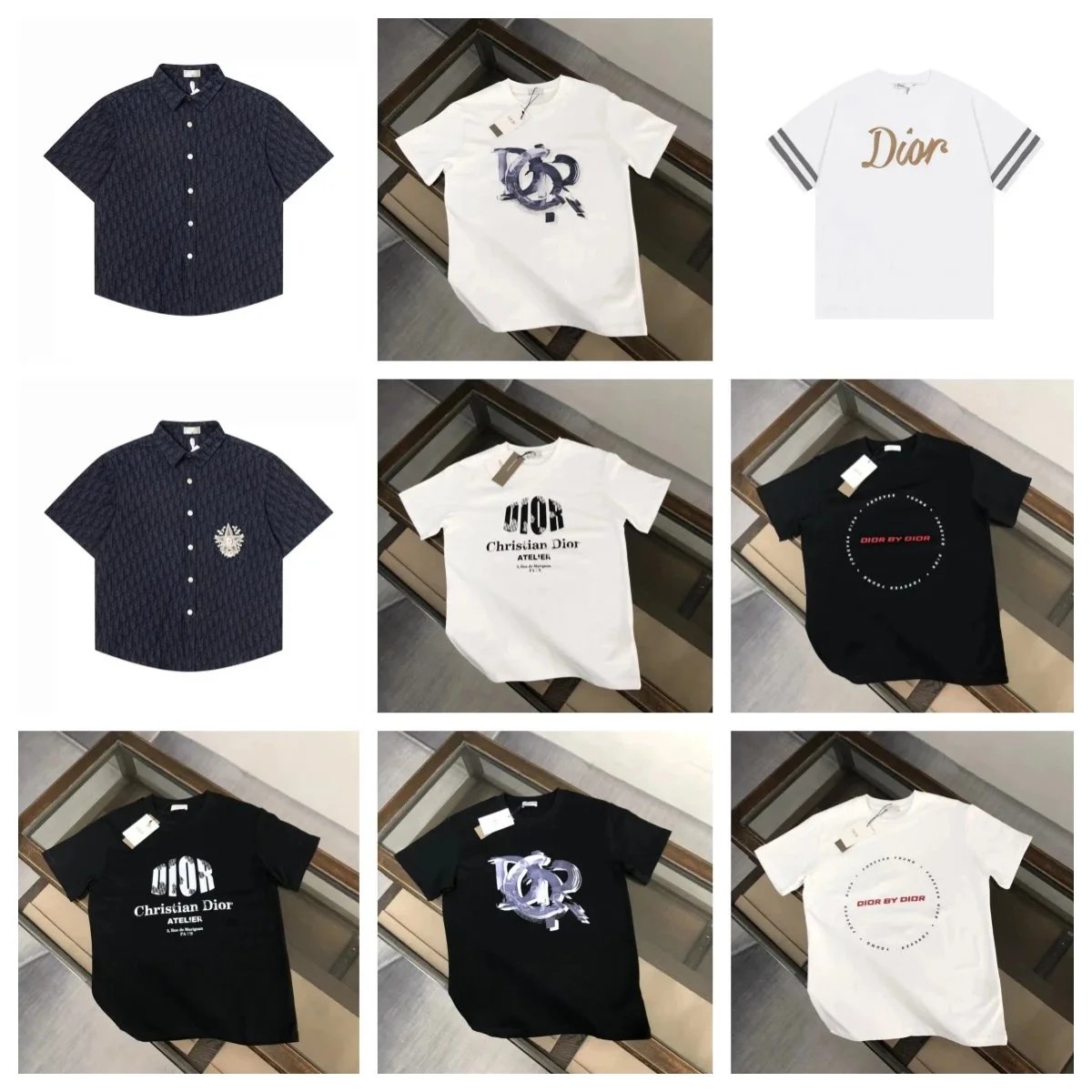 Dior Graphic Print Cotton T-Shirts and Shirts Multicolor