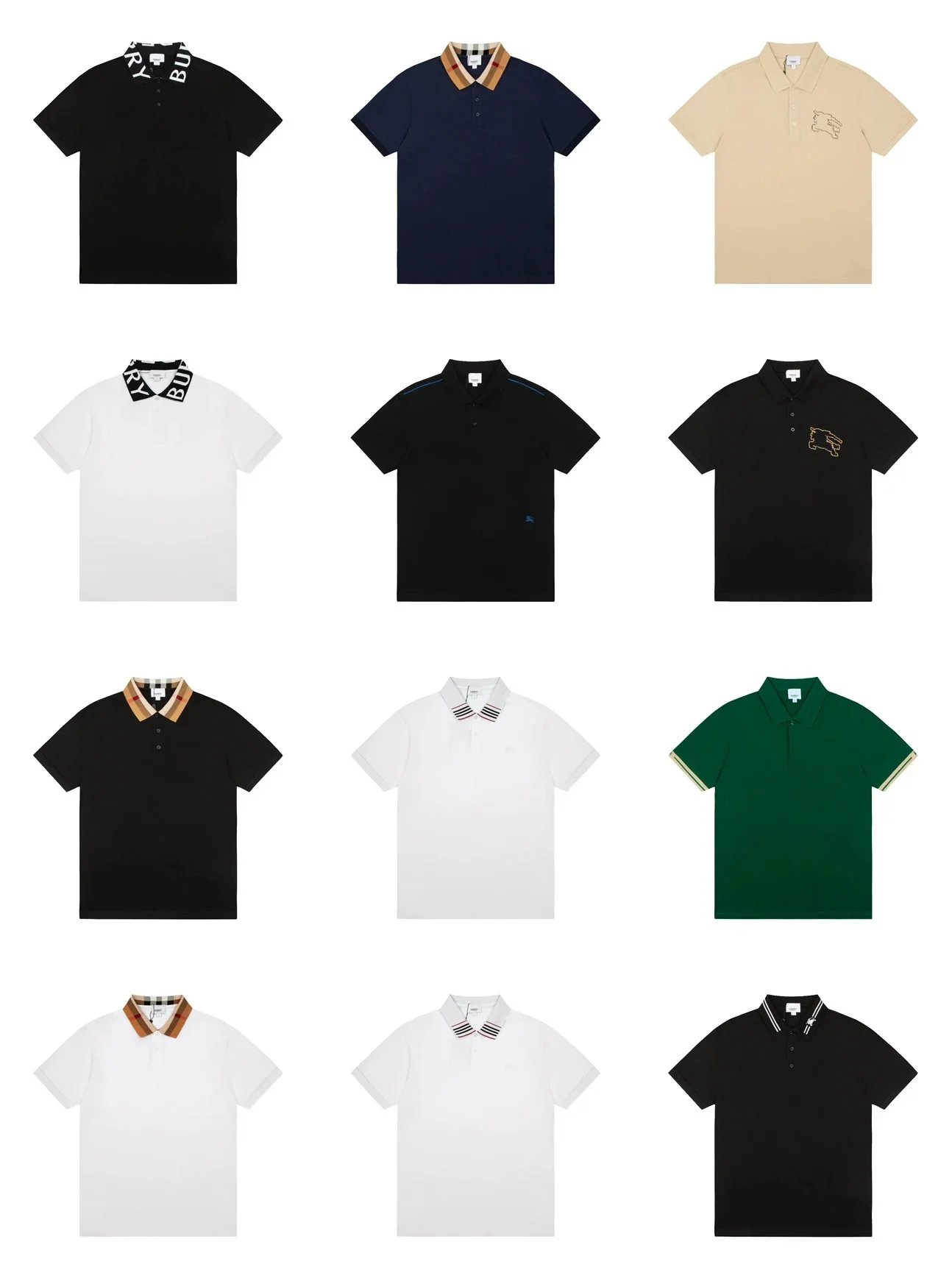 Burberry Check Collar Polo Shirt Cotton Casual T-Shirt Multicolor