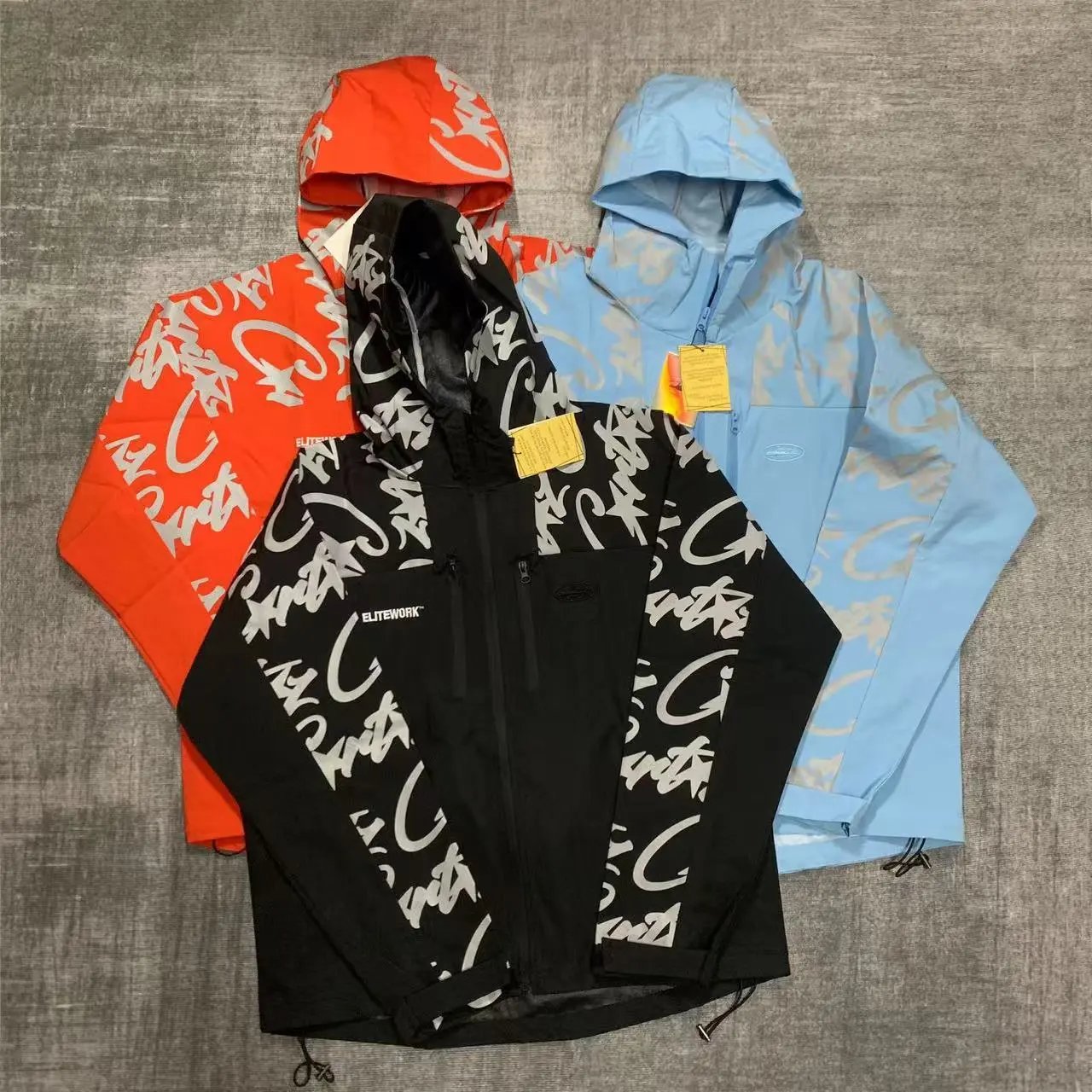 Design Graffiti Print Windbreaker Jacket Multicolor