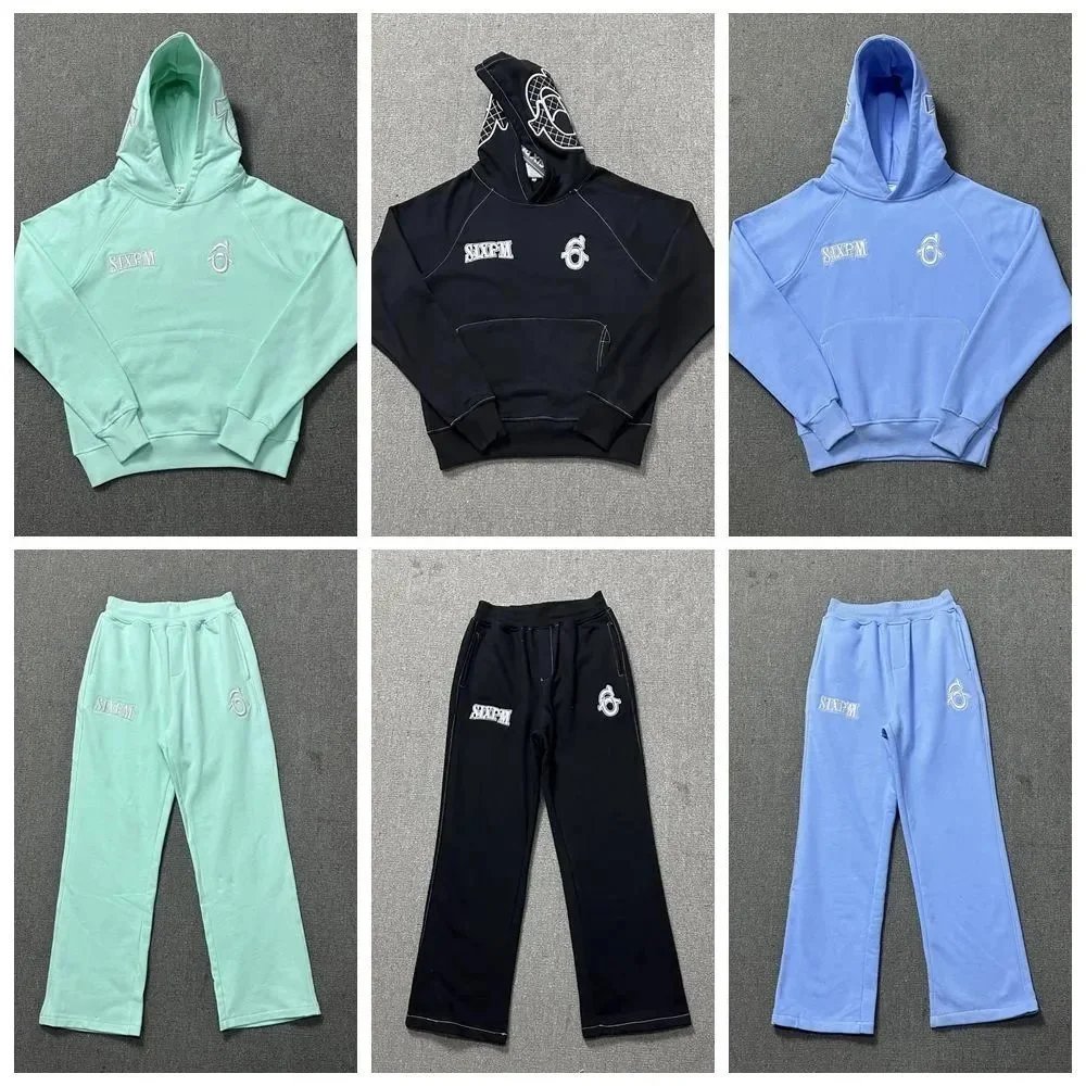SIXPM Graphic Print Matching Set Streetwear Hoodie and Joggers Multicolor