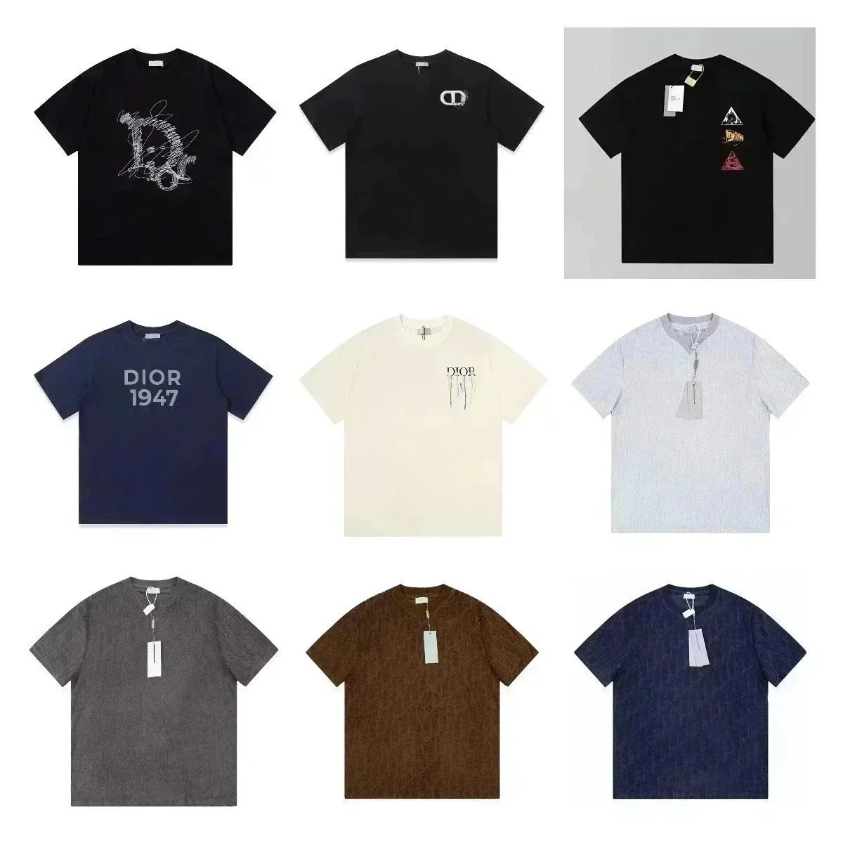 Dior Graphic Print Cotton T-Shirt Collection Multicolor