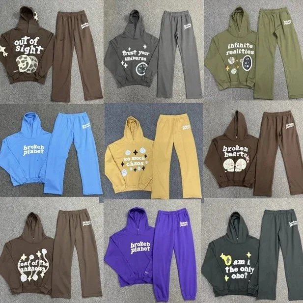Broken Planet Graphic Print Streetwear Tracksuit Set Multicolor