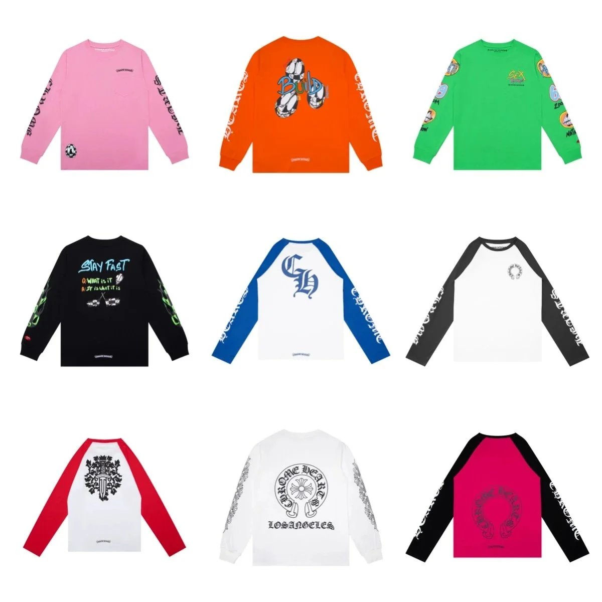 Chrome Hearts Graphic Long Sleeve T-Shirt Streetwear Multicolor