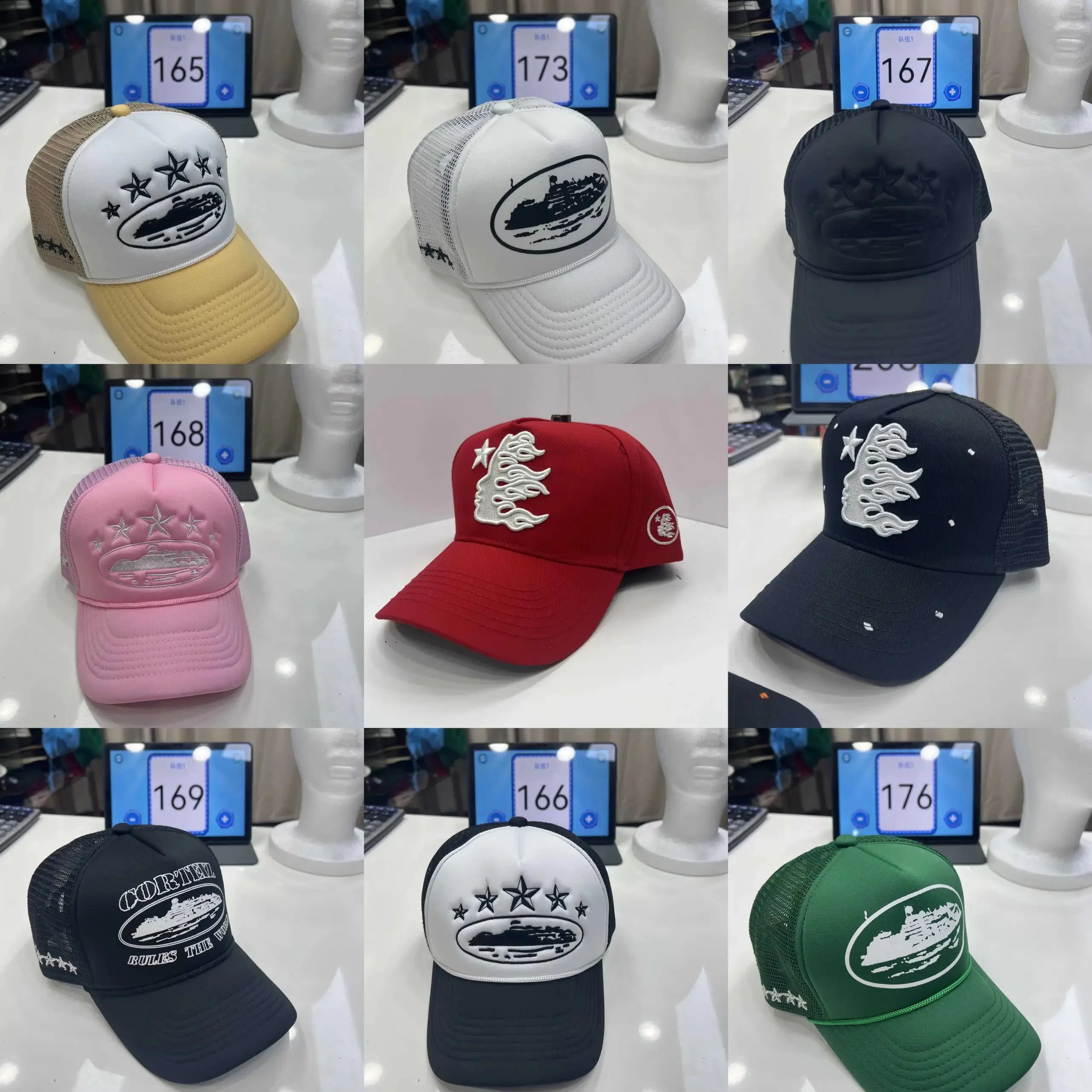 Corteiz Rules The World Trucker Hat Mesh Baseball Cap Multicolor