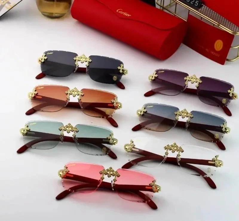 Cartier C Decor Rimless Luxury Sunglasses Multicolor