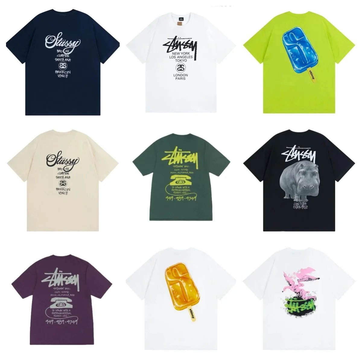 Stussy Graphic Print Oversized Tee Multicolor