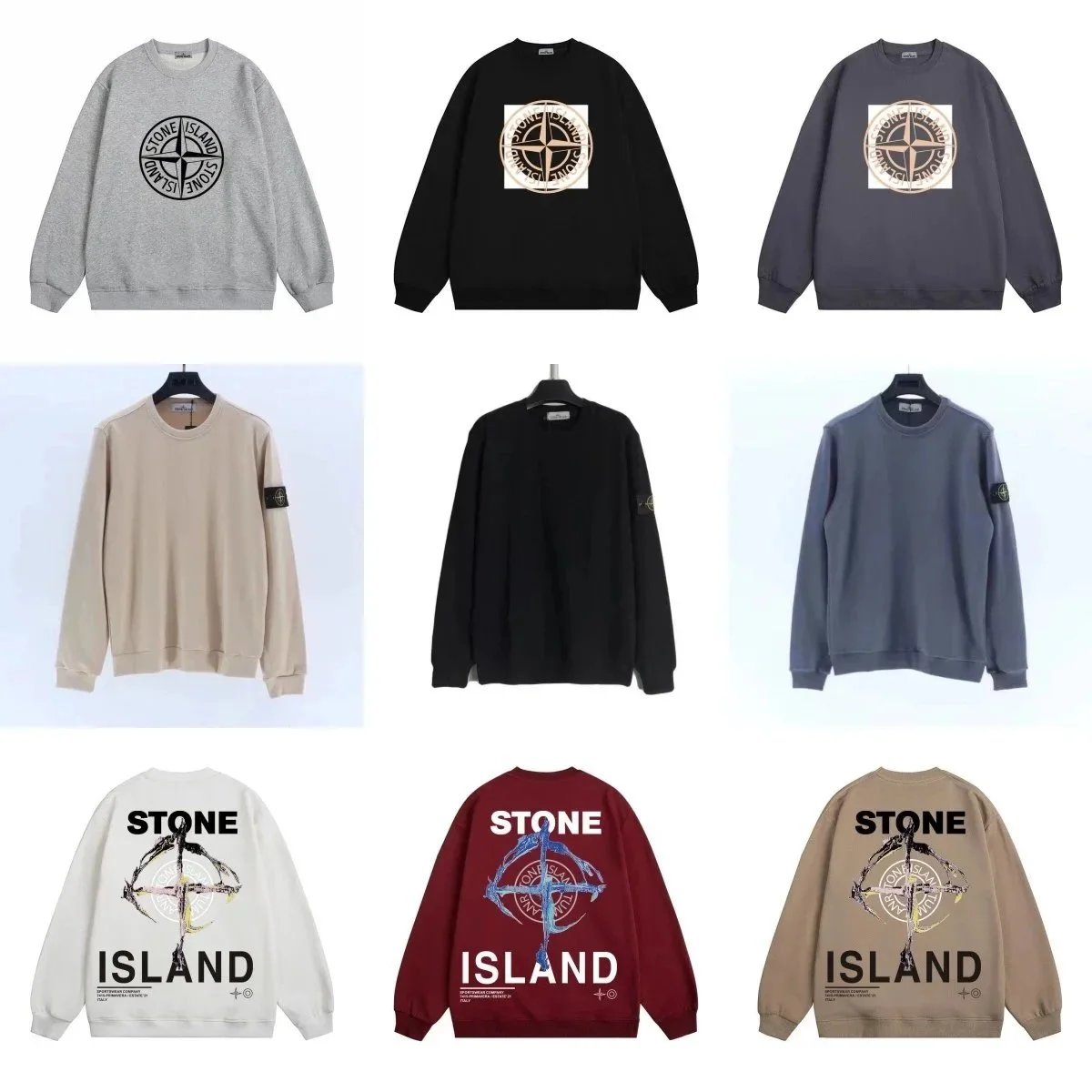 Stone Island Graphic Print Crewneck Sweatshirt Multicolor