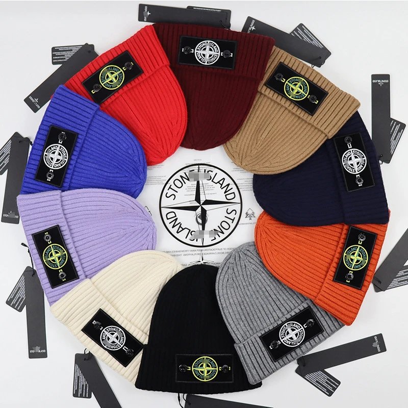 Stone Island Ribbed Beanie Knit Hat Multicolor
