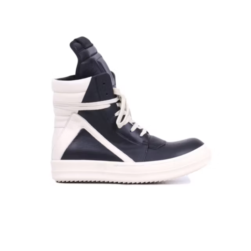 Rick Owens Geobasket High Top Sneakers Black and White