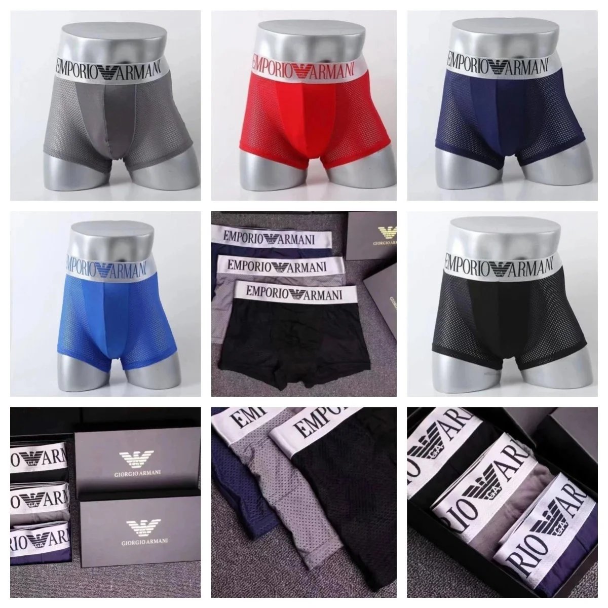 Emporio Armani EA Mesh Boxer Briefs Breathable Underwear Multicolor
