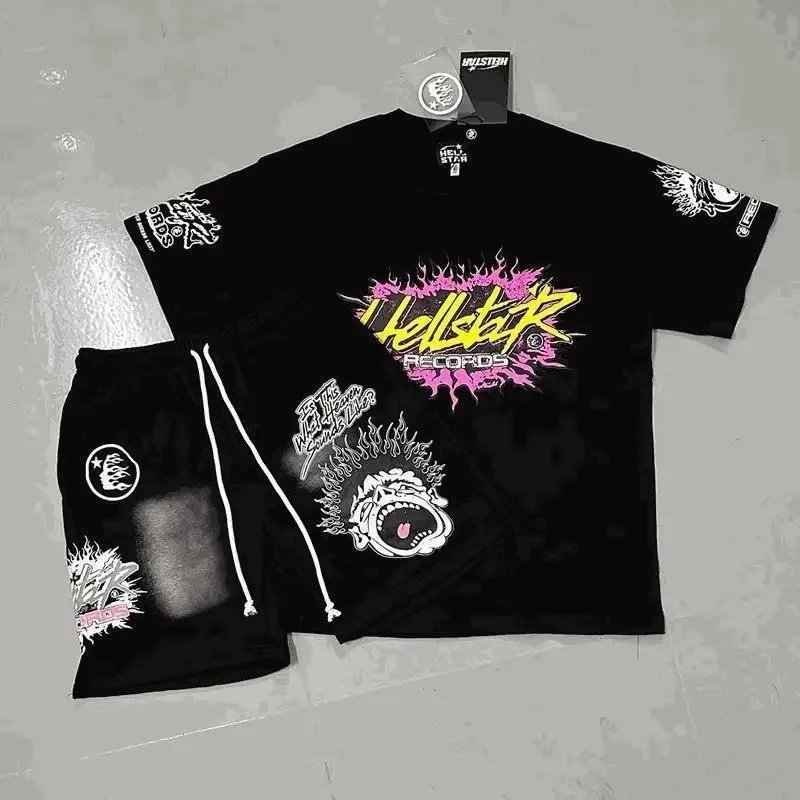 Hellstar Records Graphic Streetwear Matching Set Black