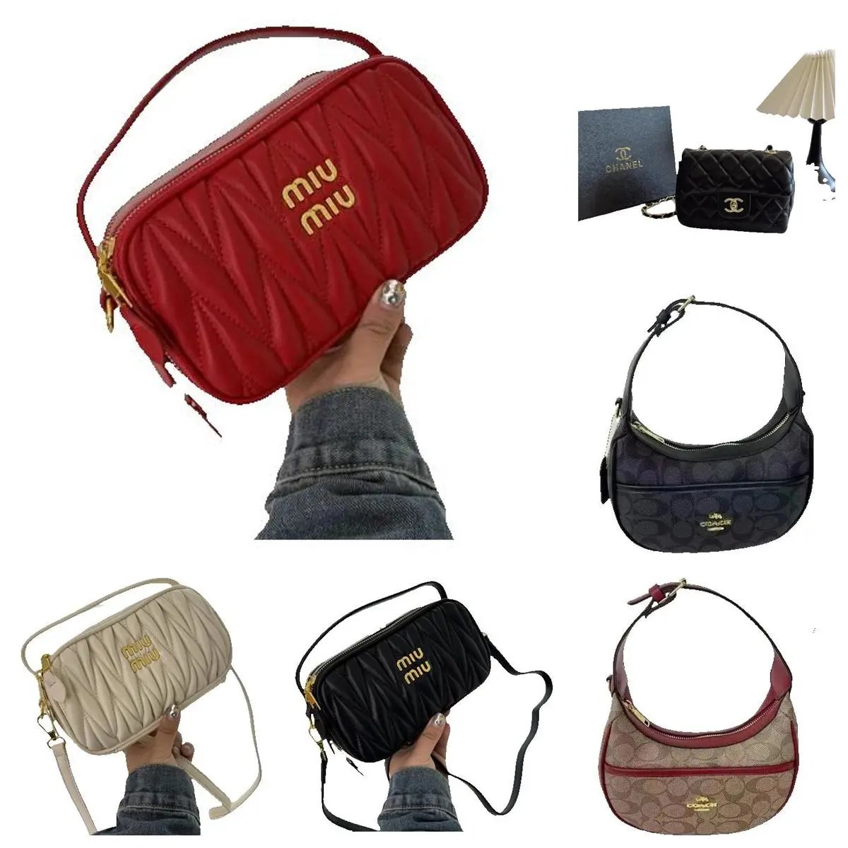 Miu Miu Matelassé Nappa Leather Camera Bag Red Shoulder Bag