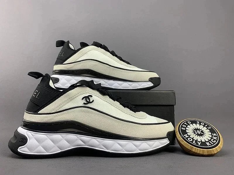 Chanel Quilted Sole Chunky Sneakers White and Black