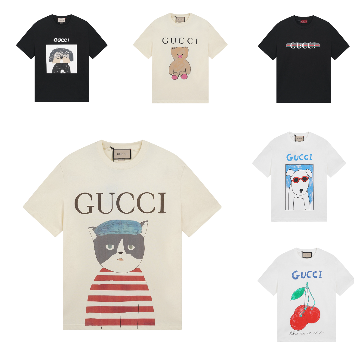Gucci Graphic Print Cotton T-Shirt Multicolor