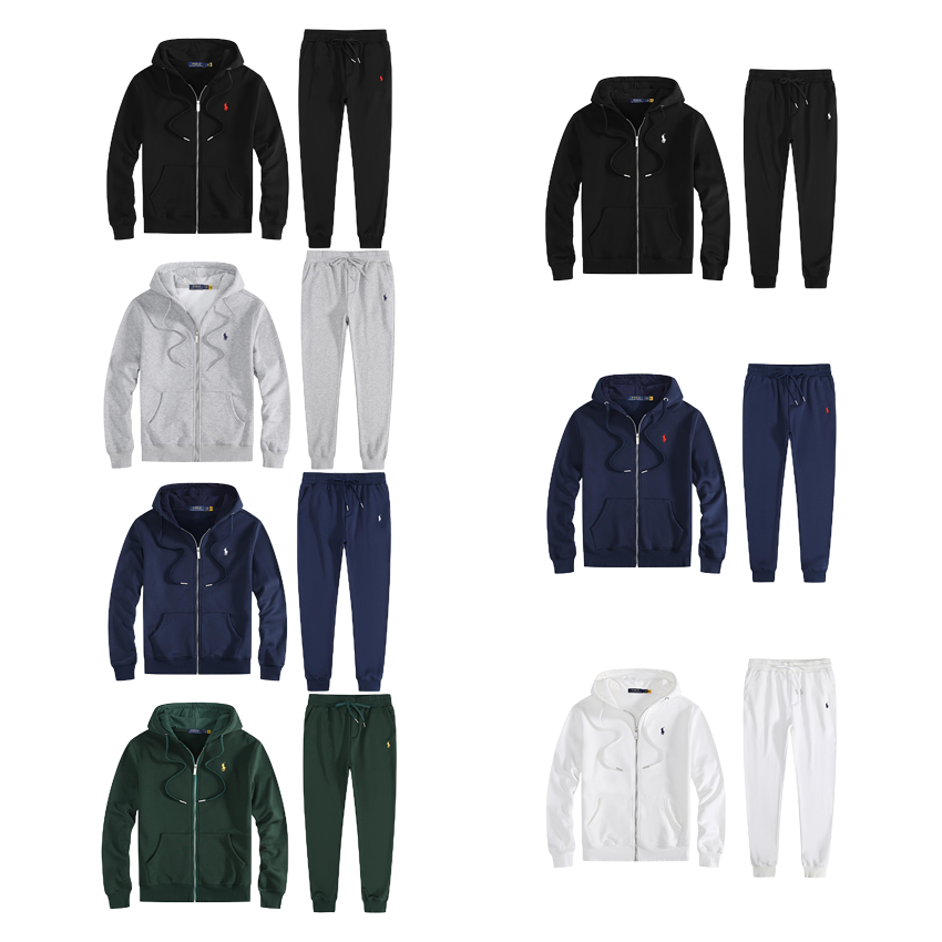 Ralph Lauren RL Zip-Up Hoodie and Joggers Casual Tracksuit Set Multicolor