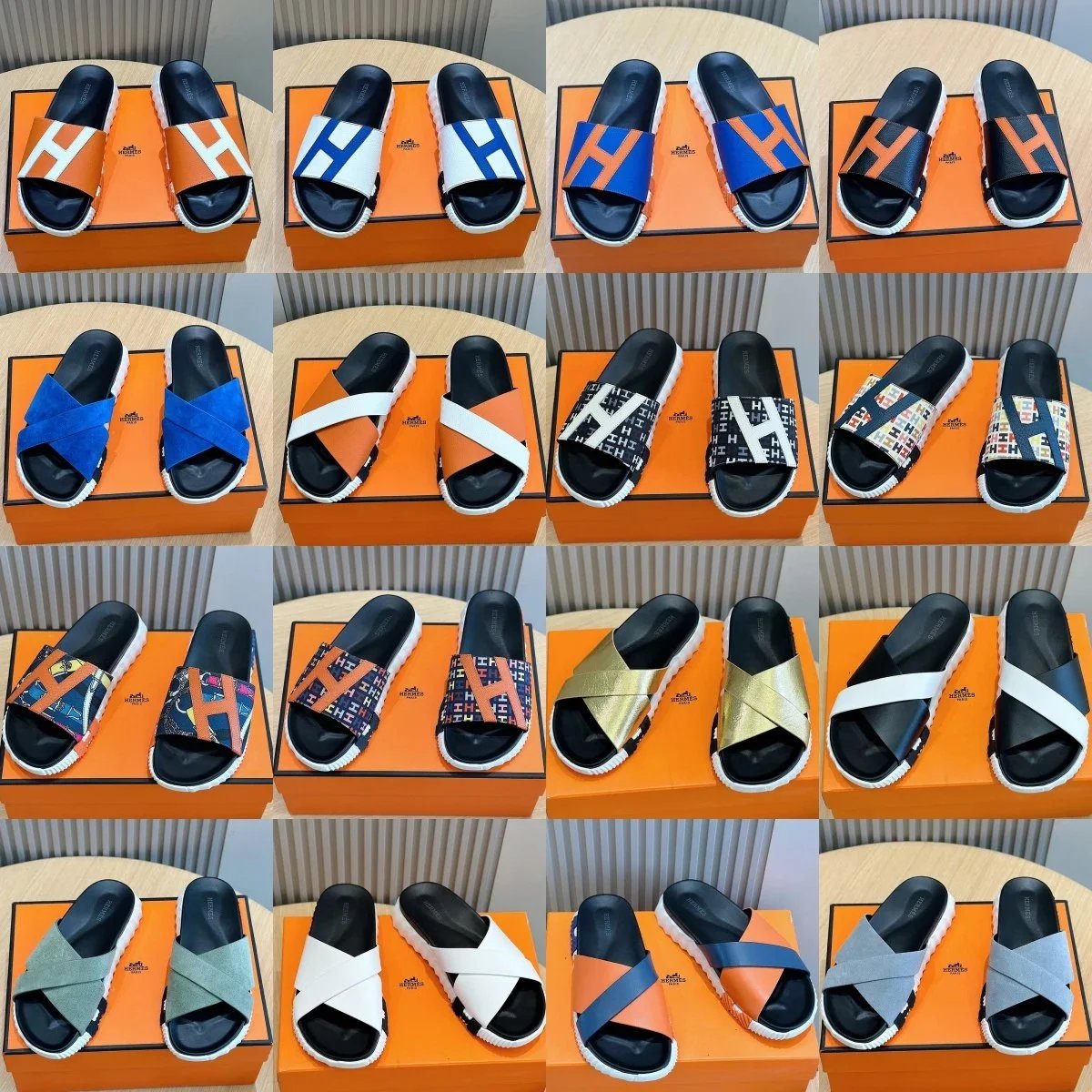 Hermes Chypre Casual Slides Multicolor