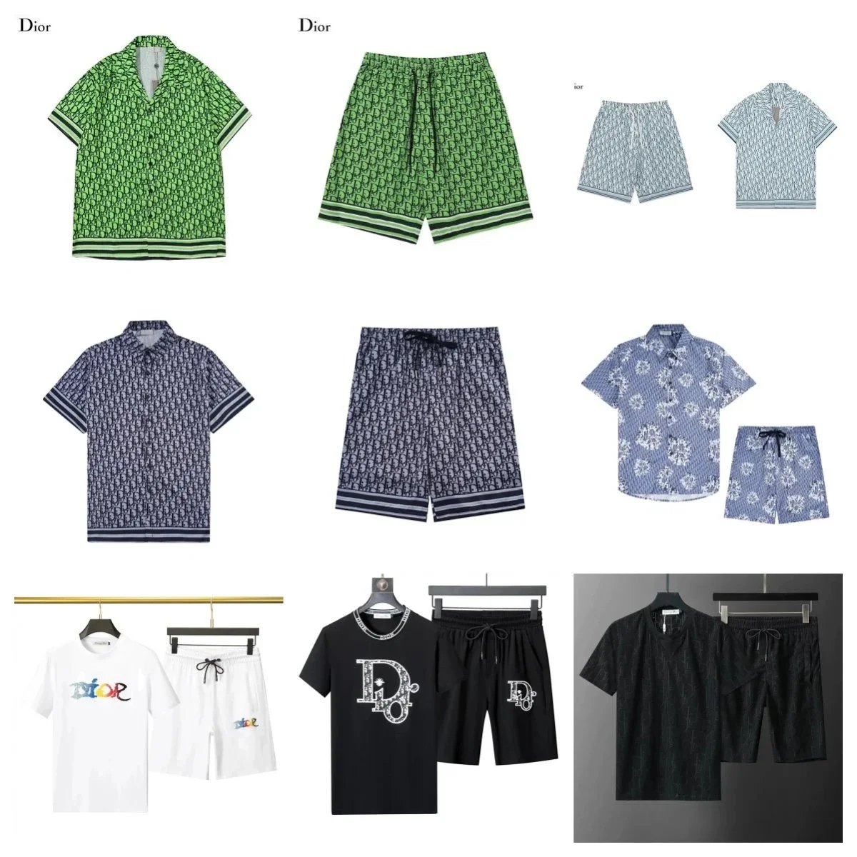 Dior Oblique Print Matching Set Summer Casual Multicolor