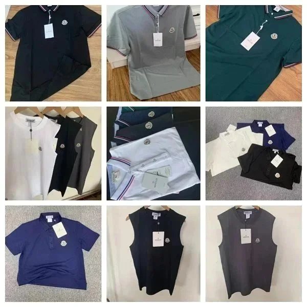 Moncler Classic Cotton Polo Shirt and Sleeveless Top Multicolor