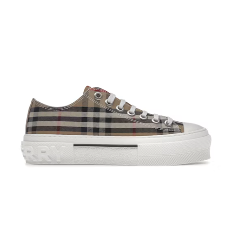 Burberry Check Cotton Platform Sneakers Beige