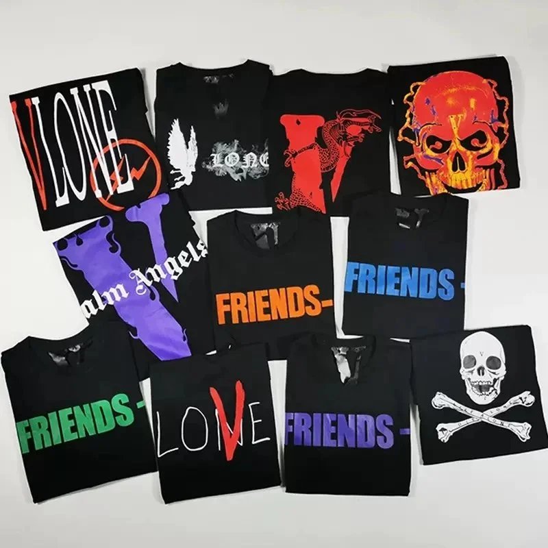 Vlone Graphic Print Streetwear T-Shirt Black