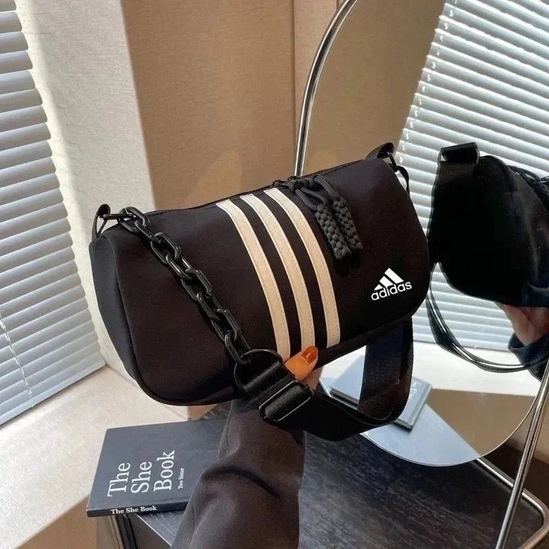 Adidas Three Stripe Barrel Casual Crossbody Bag Black