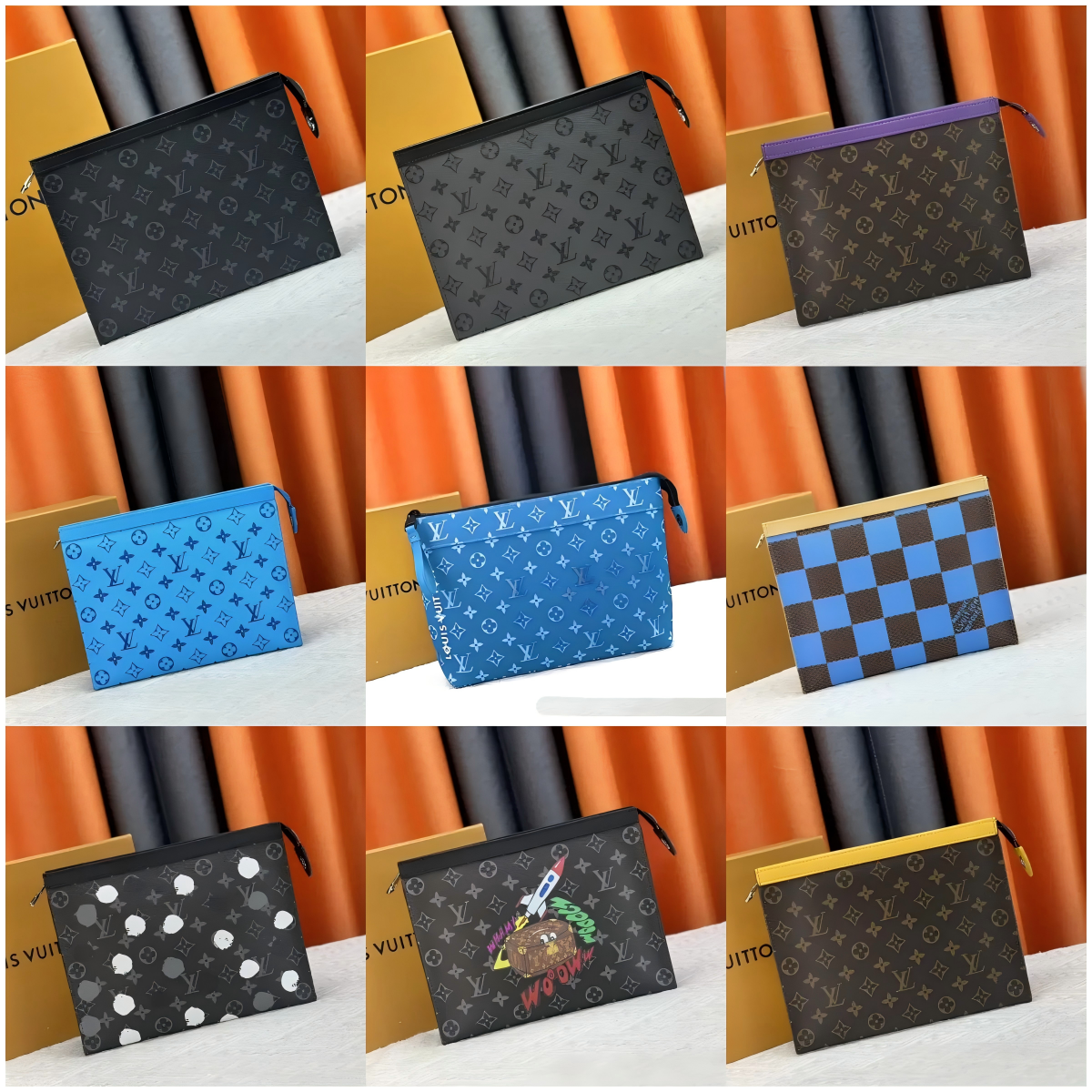 Louis Vuitton LV Pochette Voyage Monogram Canvas Travel Clutch Multicolor