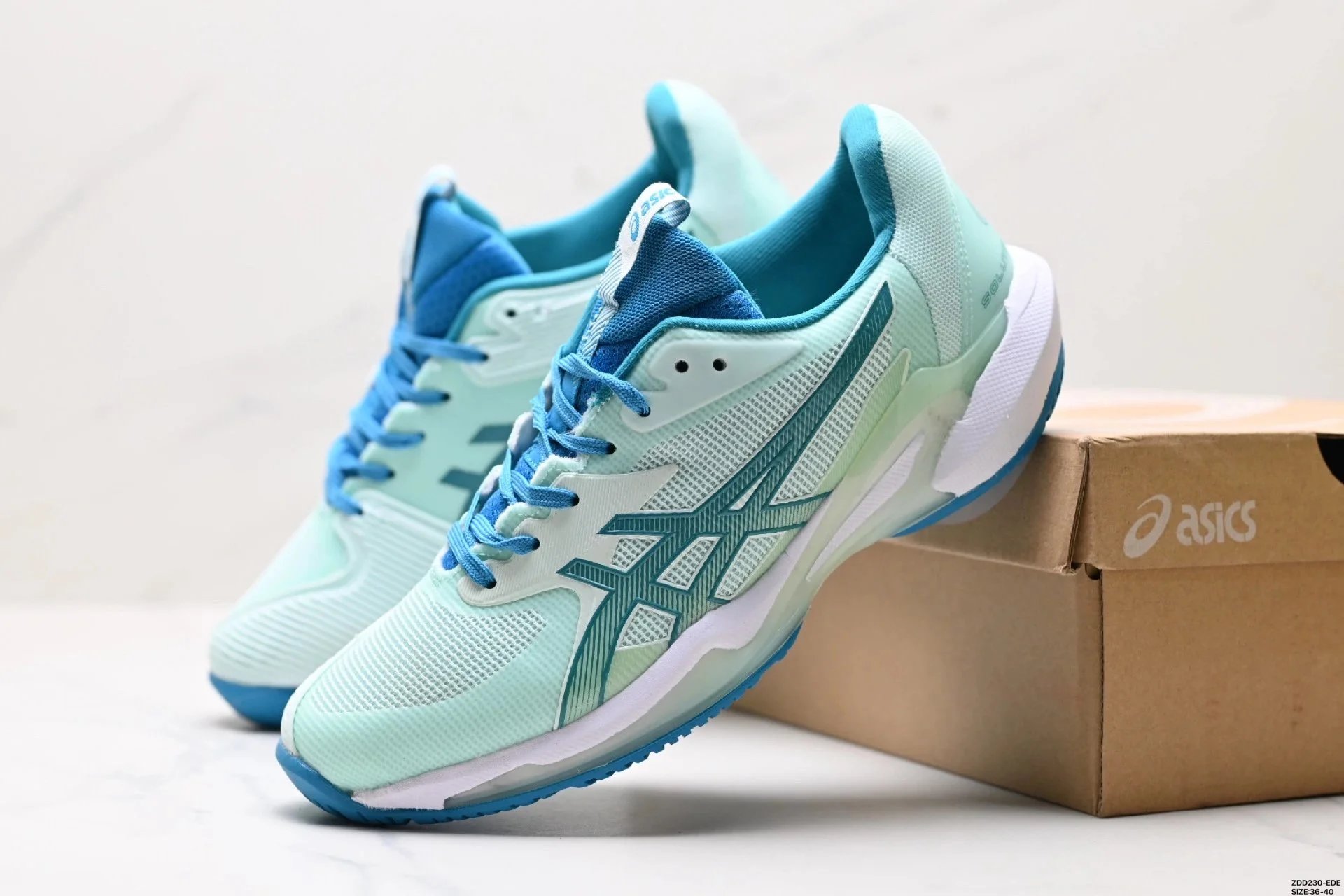 Asics Solution Swift FF Performance Tennis Sneakers Light Blue and White