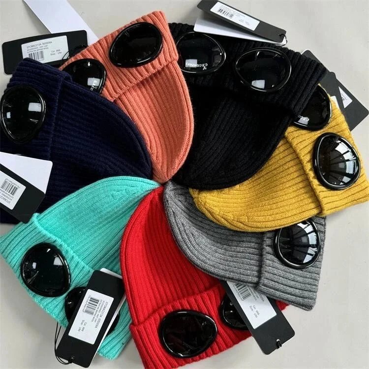 C.P. Company Goggle Beanie Ribbed Knit Hat Multicolor