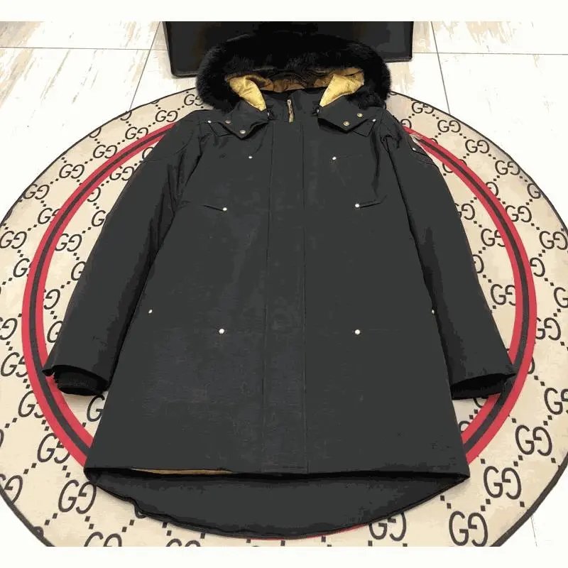 Gucci Fur-Trimmed Hooded Parka Jacket Black