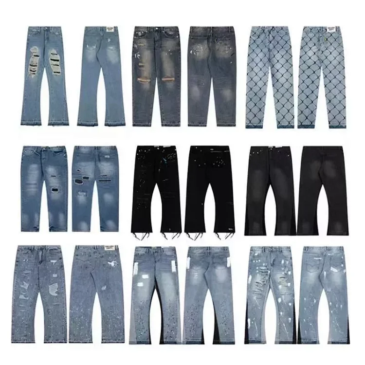 Gallery Dept. Distressed Denim Jeans Vintage Streetwear Pants Multicolor