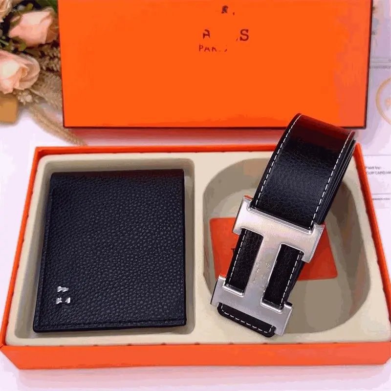 Hermes H Belt and Wallet Classic Gift Set Black