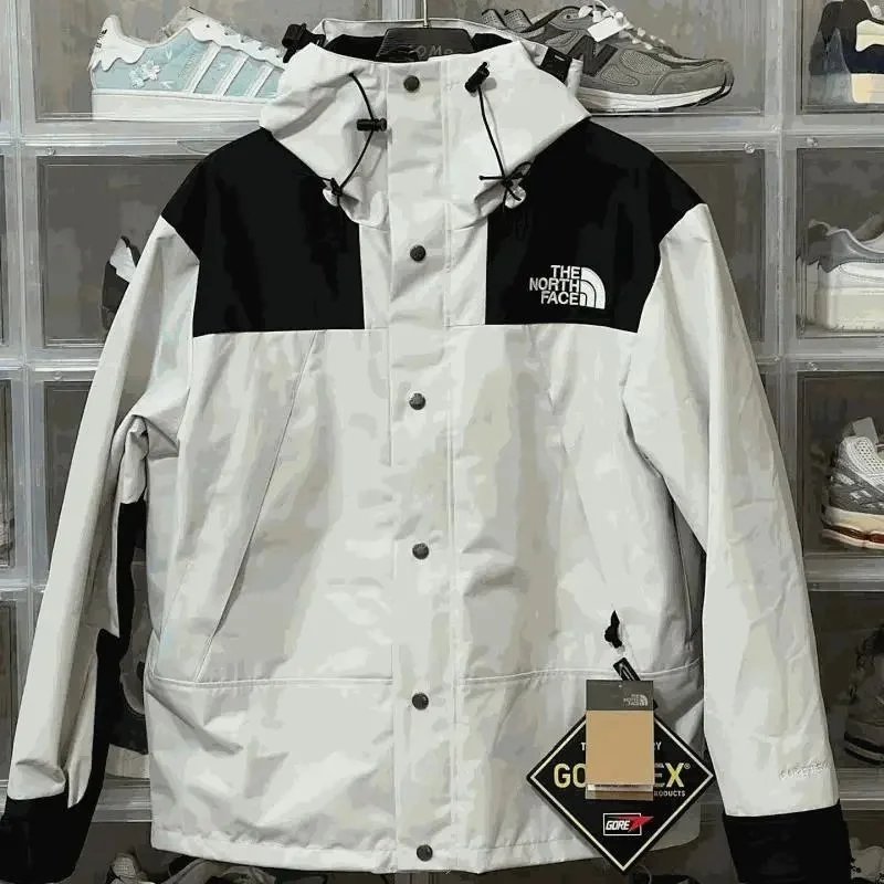 The North Face TNF Mountain Light Waterproof Jacket White and Black