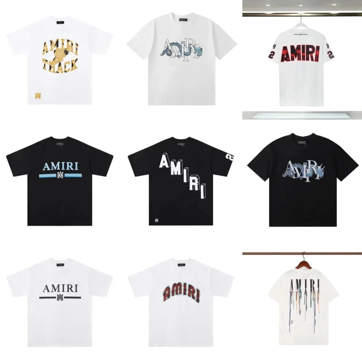 Amiri Graphic Print Oversized Tee Black and White
