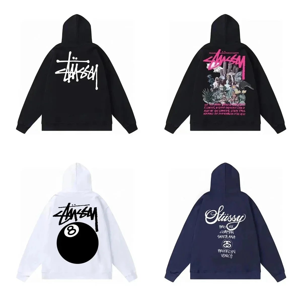 Stussy Graphic Print Streetwear Hoodie Multicolor