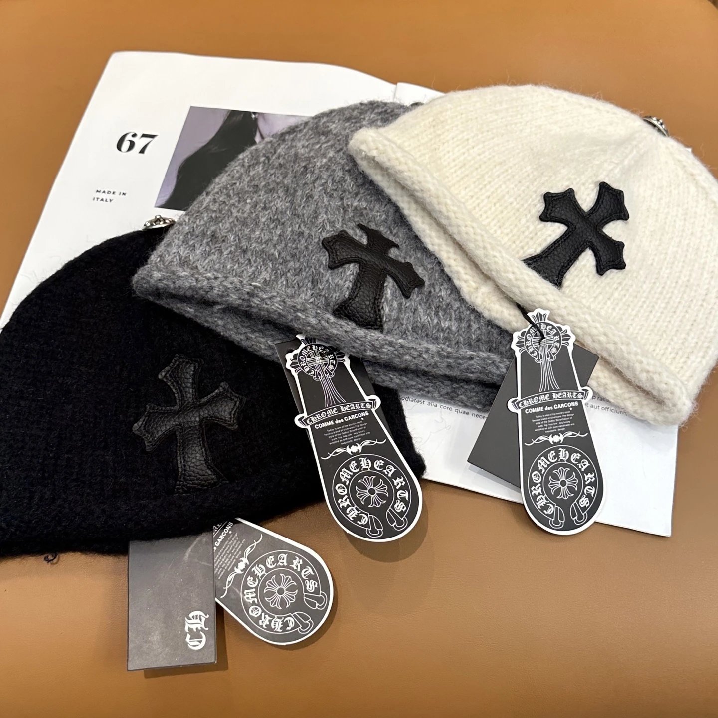 Chrome Hearts Cross Patch Knit Beanie Hat Multicolor