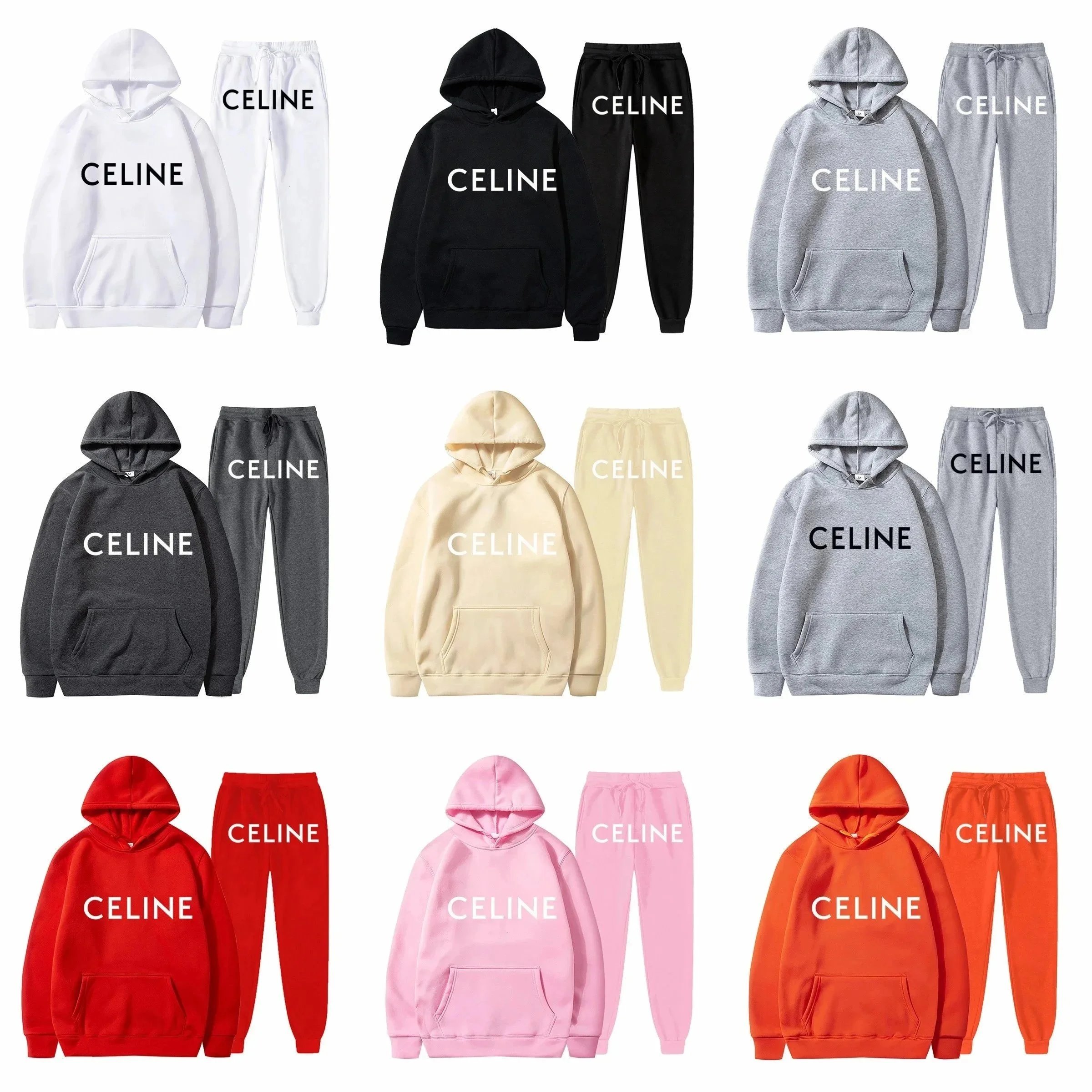 Celine Logo Print Casual Tracksuit Set Multicolor