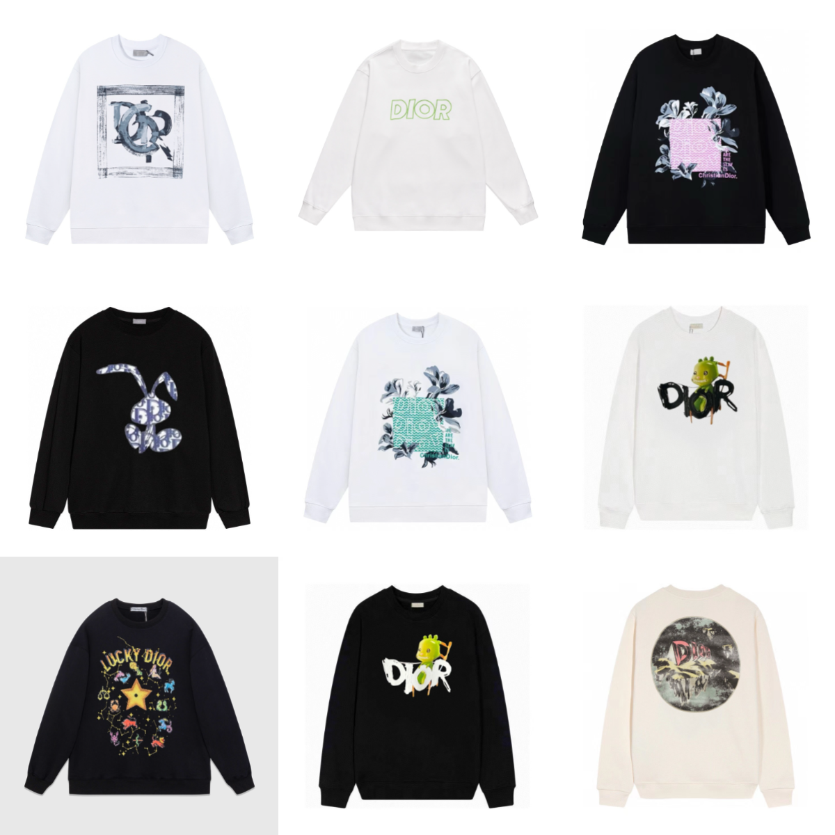 Dior Graphic Print Cotton Sweatshirt Multicolor