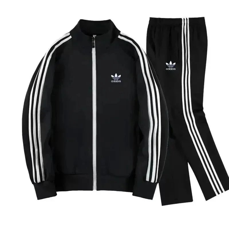 Design Three Stripe Tracksuit Sporty Matching Set Black