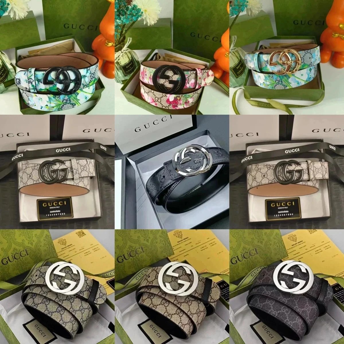 Gucci Interlocking G Classic Leather Belt Multicolor