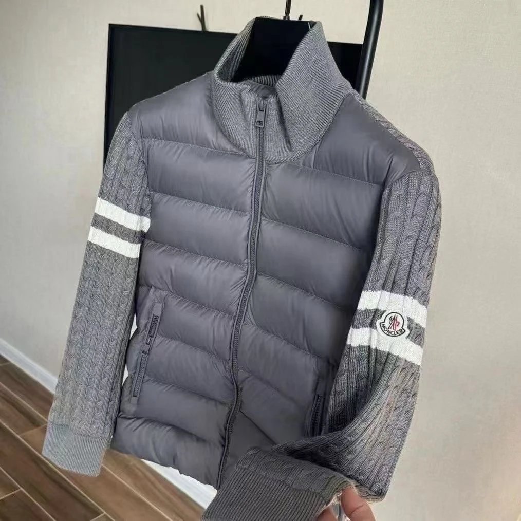 Moncler Knit Sleeve Puffer Hybrid Jacket Gray