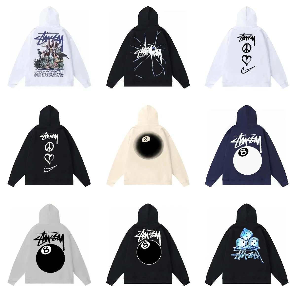 Stussy Graphic Print Streetwear Hoodie Multicolor