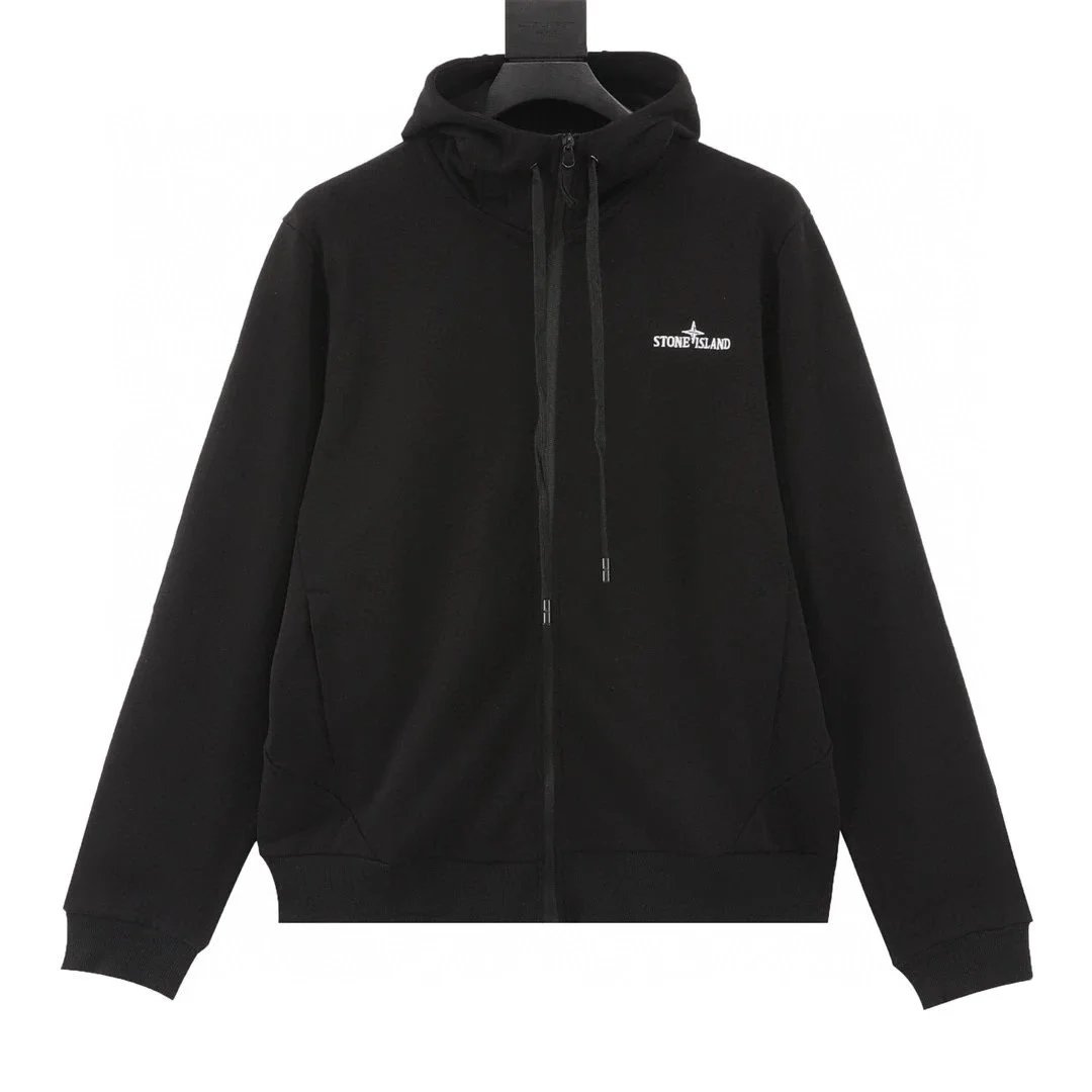 Stone Island Zip-Up Hoodie Casual Sweatshirt Black