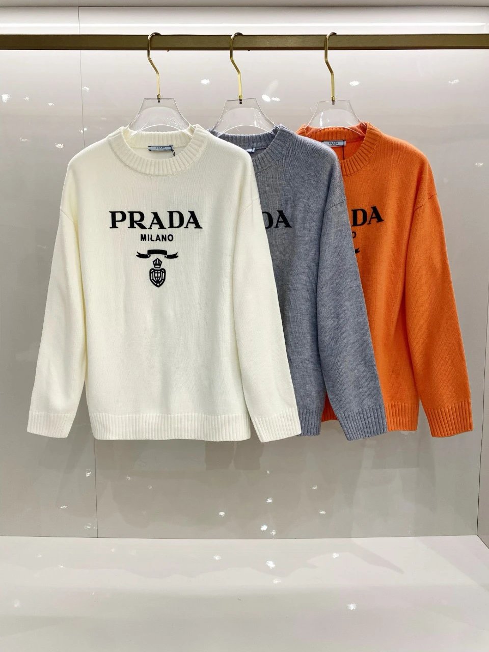 Prada Milano Knit Crewneck Sweater Multicolor