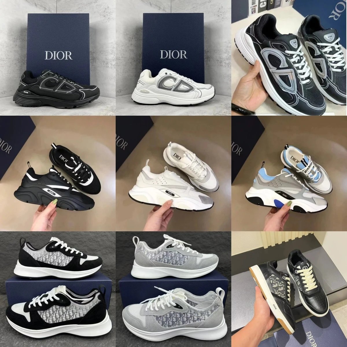 Dior B30 and B27 Chunky Low Top Sneakers Multicolor