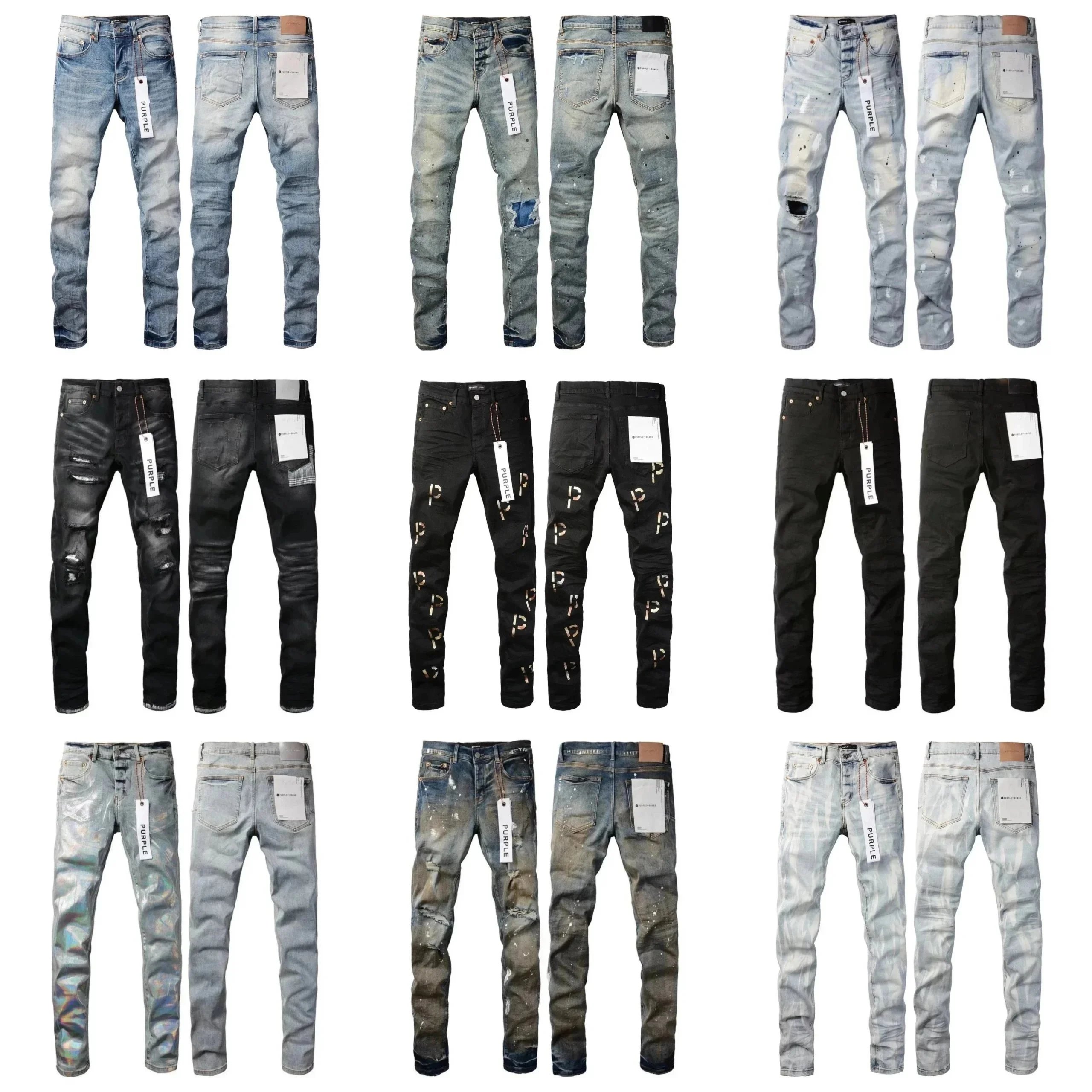 Purple Brand Distressed Denim Jeans Slim Fit Pants Multicolor