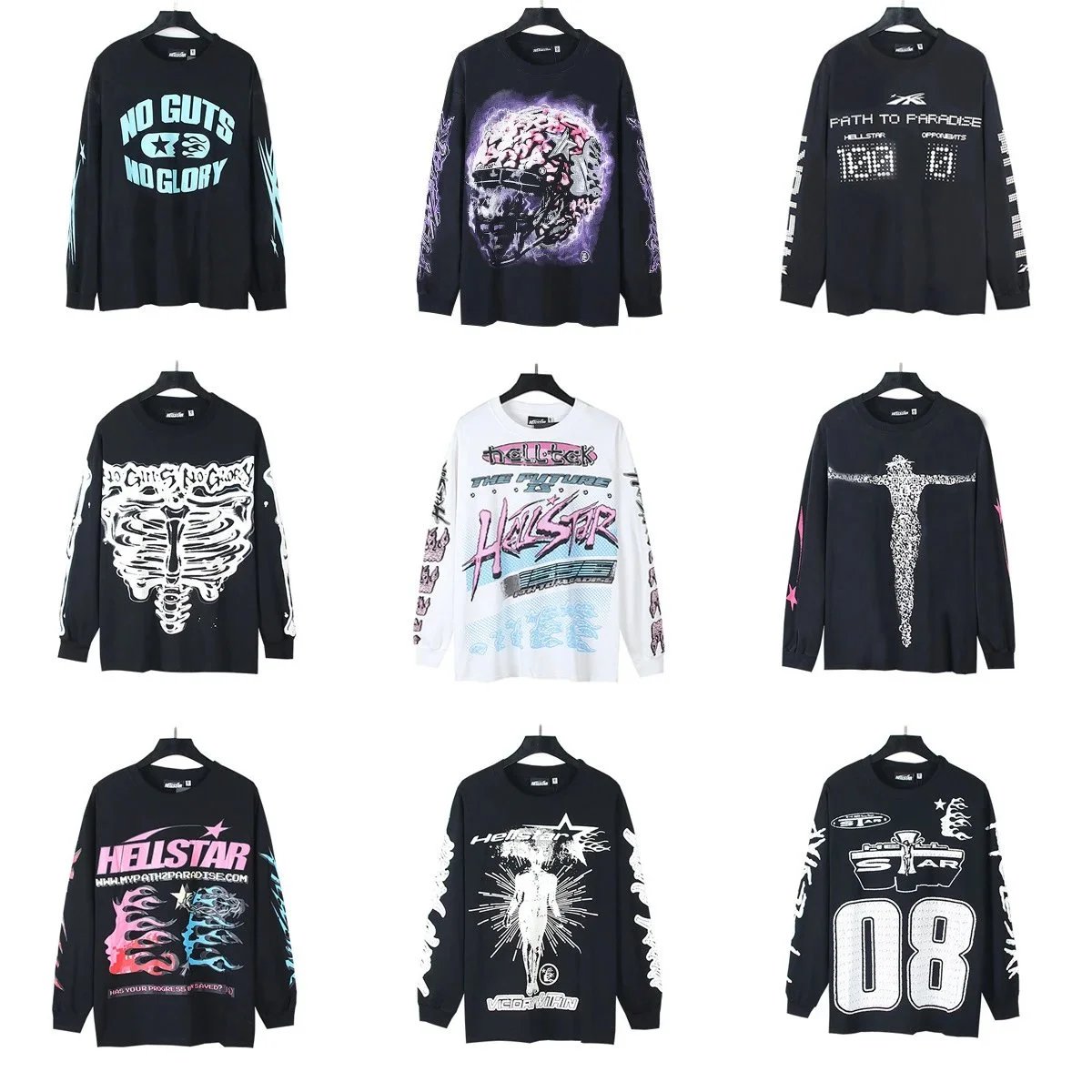 Hellstar Graphic Long Sleeve Streetwear T-Shirt Multicolor